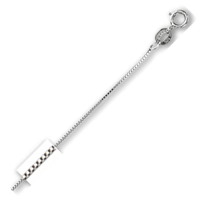 14K Solid White Gold Classic Box Chain 0.6mm thick 13 Inches