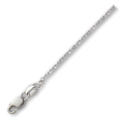 14K Solid White Gold Cable Link Chain 1.4mm thick 20 Inches