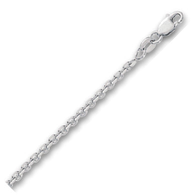 14K Solid White Gold Cable Link Chain 2.3mm thick 18 Inches