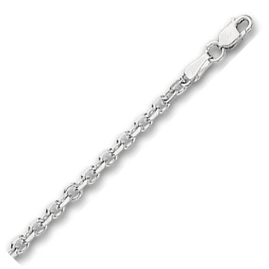 14K Solid White Gold Cable Link Chain 3.1mm thick 18 Inches