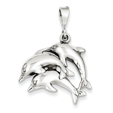 14K White Gold Dolphin Charm