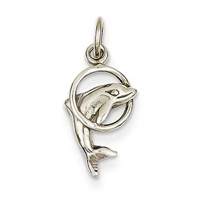 14K White Gold Dolphin Charm