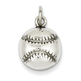 14K White Gold Baseball Charm