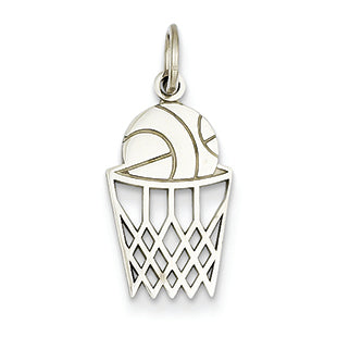 14K White Gold Basketball Charm