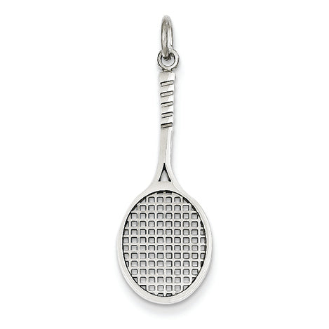 14K White Gold Tennis Racquet Charm