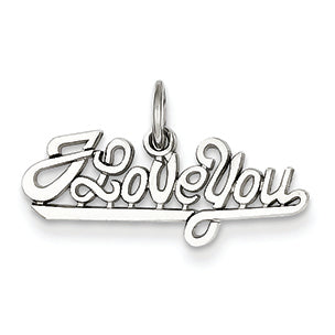 14K White Gold I Love You Charm