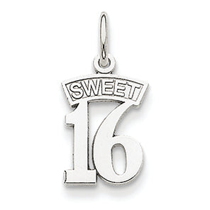 14K White Gold Sweet 16 Charm