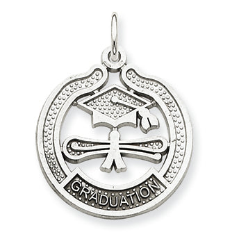 14K White Gold Graduation Charm