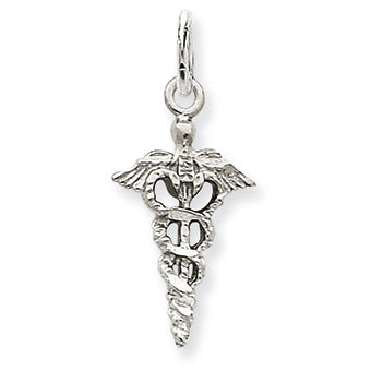 14K White Gold 3-D Caduceus Charm