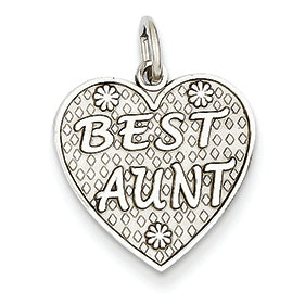 14K White Gold Best Aunt Charm