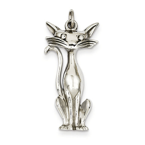 14K White Gold Cat Charm