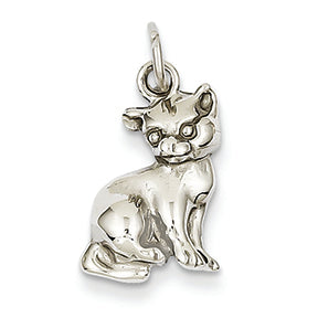 14K White Gold Cat Charm