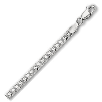 14K Solid White Gold Comfort Curb Chain 3.6mm thick 24 Inches