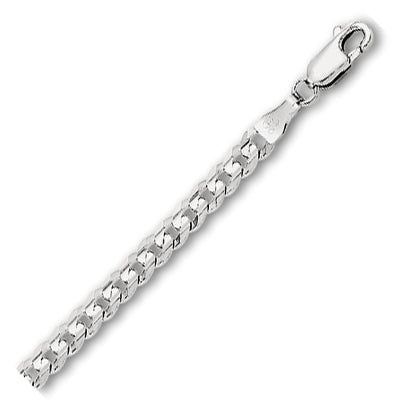 14K Solid White Gold Comfort Curb Chain 4.7mm thick 30 Inches