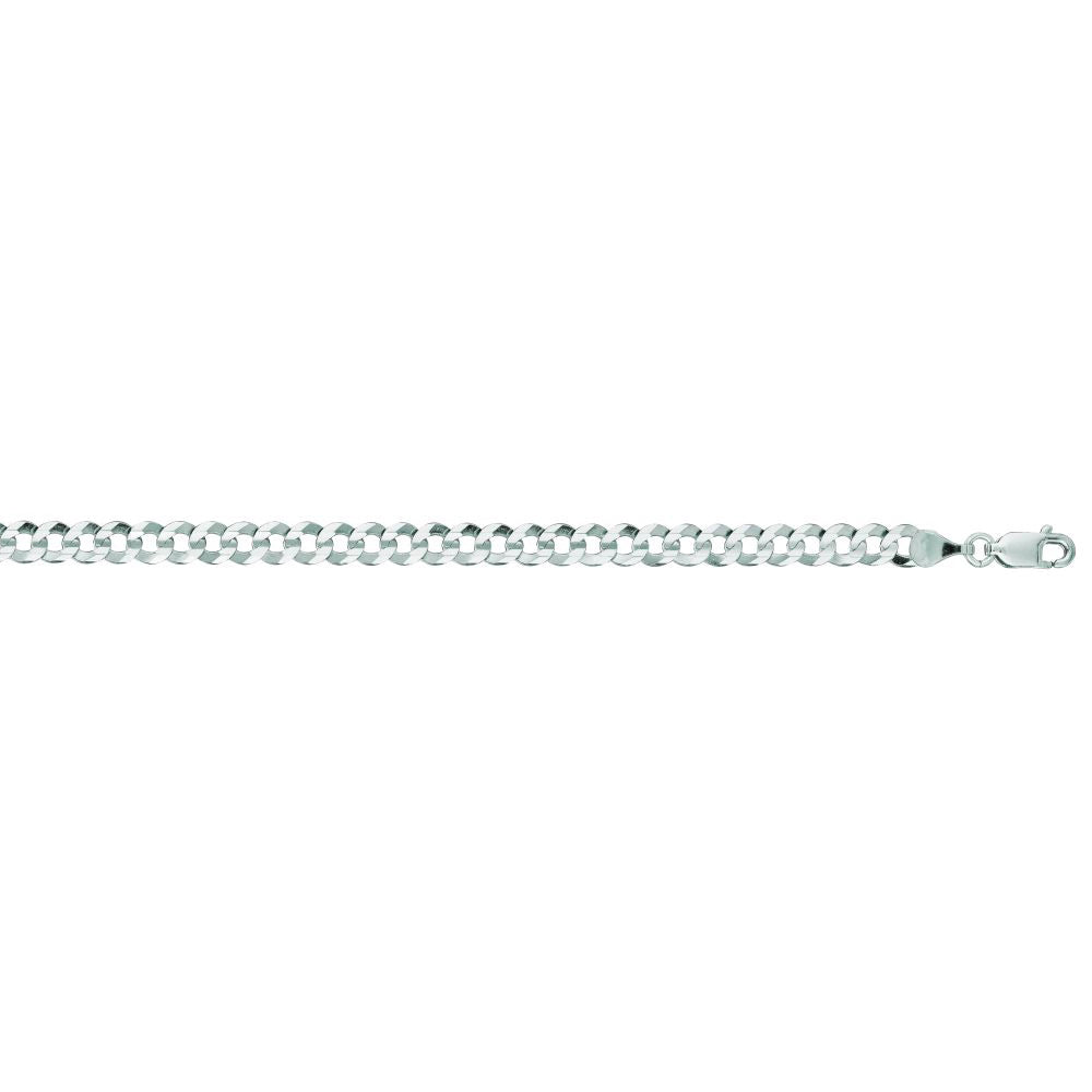 14K Solid White Gold Comfort Curb Bracelet 4.7mm thick 8 Inches