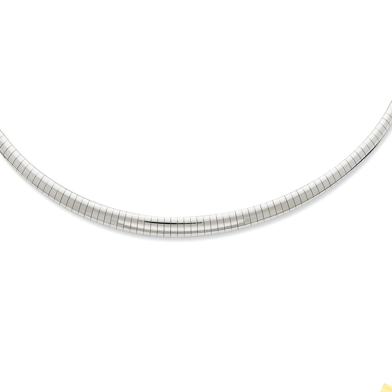 14K White Gold 3-6mm Graduated Domed Omega Necklace 17 Inches