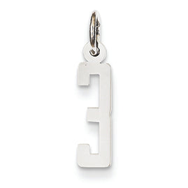14K White Gold Small Polished Elongated 3 Charm