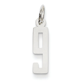 14K White Gold Small Polished Elongated 9 Charm