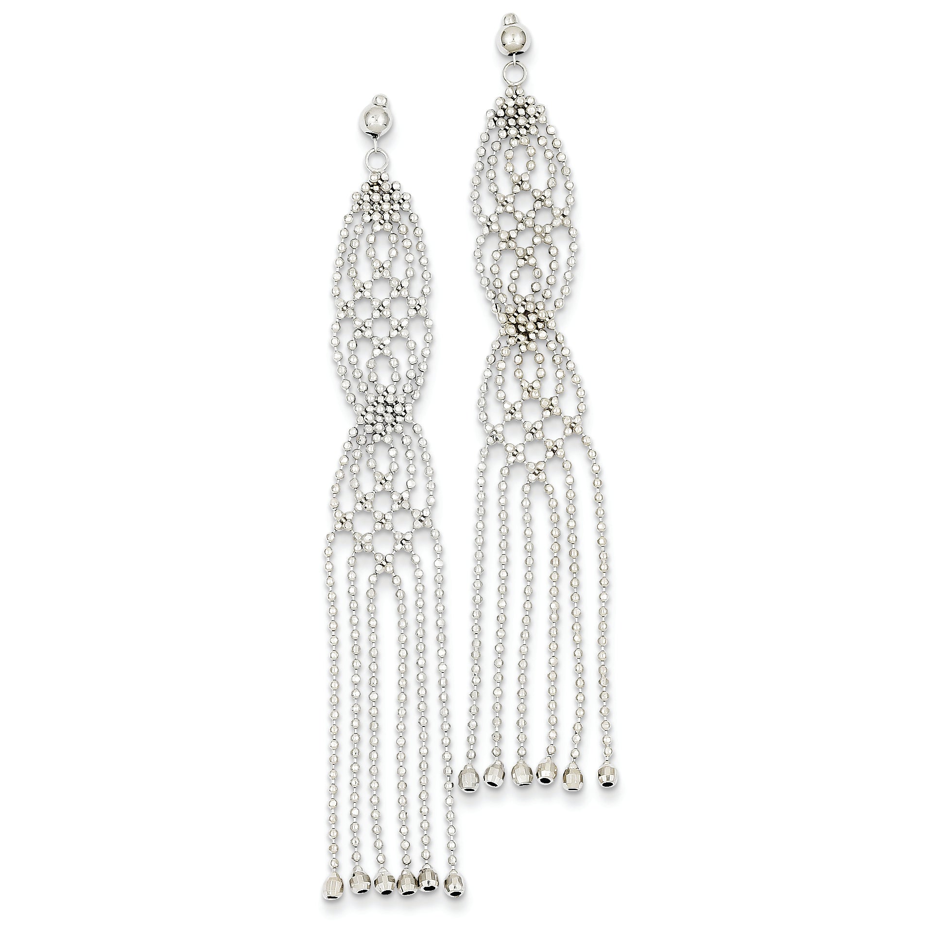 14K White Gold Bead Chain Earrings