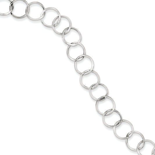 14K White Gold Circle Bracelet 7.5 Inches