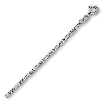 14K Solid White Gold Classic Figaro 1.9mm thick 18 Inches