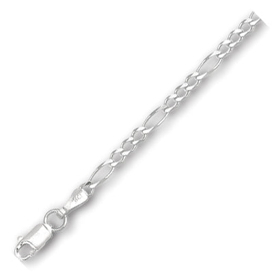 14K Solid White Gold Classic Figaro 2.6mm thick 24 Inches