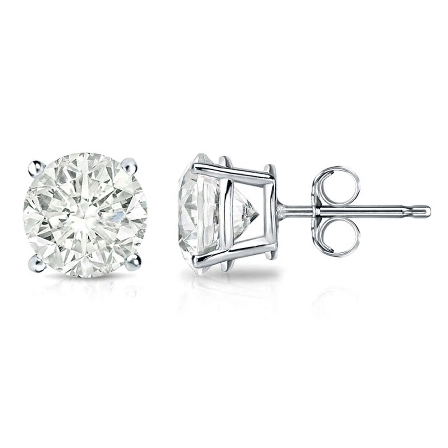 2 ct. tw. Diamond Stud Earrings in 14K White Gold 4-prong  - Quality VS2 G