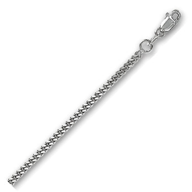 14K Solid White Gold Gourmette Chain 2mm thick 18 Inches