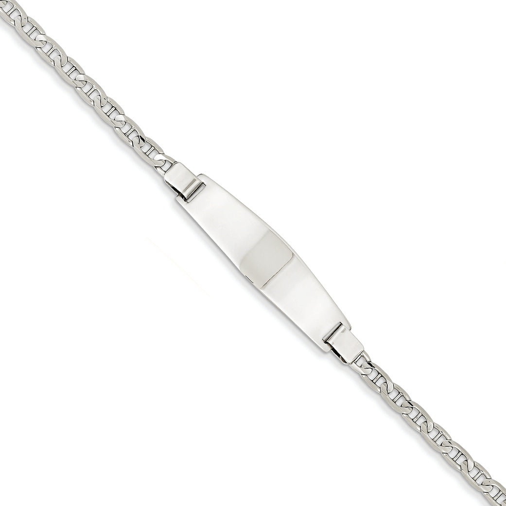 14K White Gold 8in Solid Polished Anchor Link ID Bracelet 8 Inches