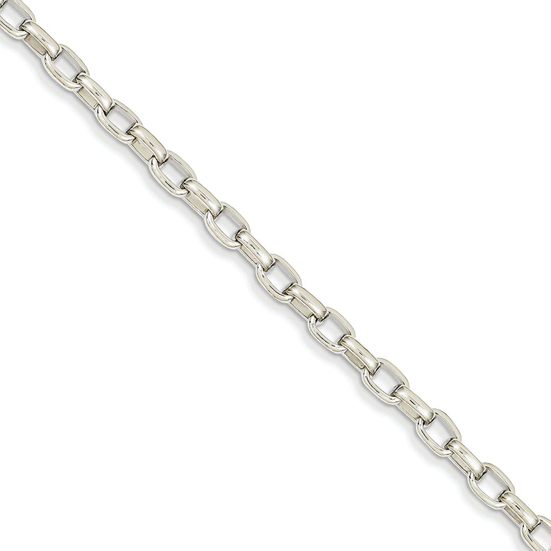14K White Gold 4.4mm Polished Fancy Link Brace 7.75 Inches