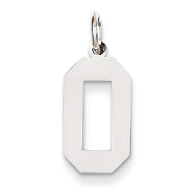 14K White Gold Medium Polished Number 0 Charm