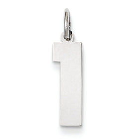 14K White Gold Medium Polished Number 1 Charm