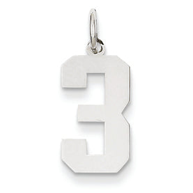 14K White Gold Medium Polished Number 3 Charm