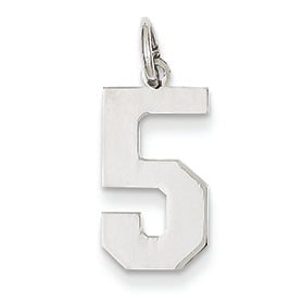 14K White Gold Medium Polished Number 5 Charm
