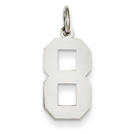 14K White Gold Medium Polished Number 8 Charm