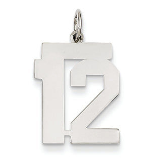 14K White Gold Medium Polished Number 12 Charm