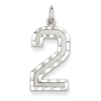 14K Goldw Casted Large Diamond Cut Number 2 Charm