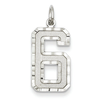 14K Goldw Casted Large Diamond Cut Number 6 Charm