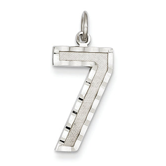 14K Goldw Casted Large Diamond Cut Number 7 Charm