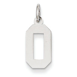 14K White Gold Small Polished Number 0 Charm