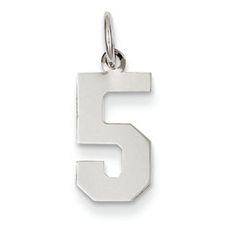 14K White Gold Small Polished Number 5 Charm