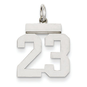 14K White Gold Small Polished Number 23 Charm