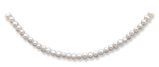 14K Gold 4-4.5mm White Freshwater Onion Cultured Pearl Necklace 16 Inches