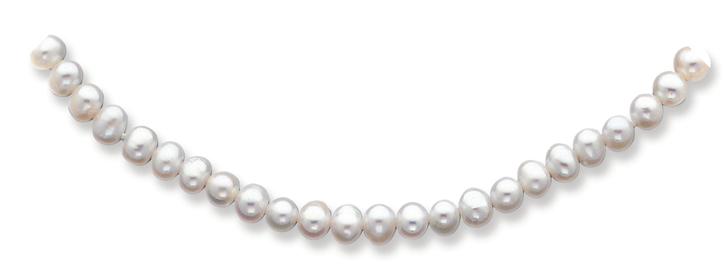 14K Gold 5-5.5mm White Freshwater Onion Cultured Pearl Necklace 18 Inches