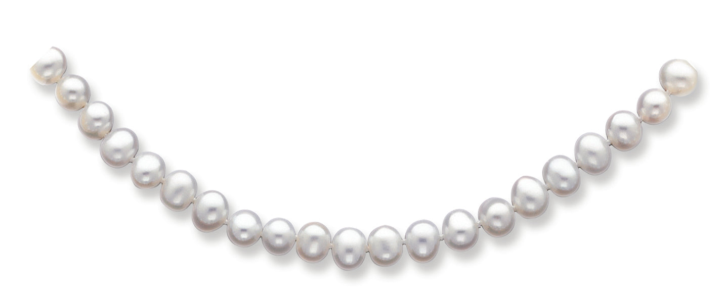 14K Gold 5.5-6mm White Freshwater Onion Cultured Pearl Necklace 16 Inches