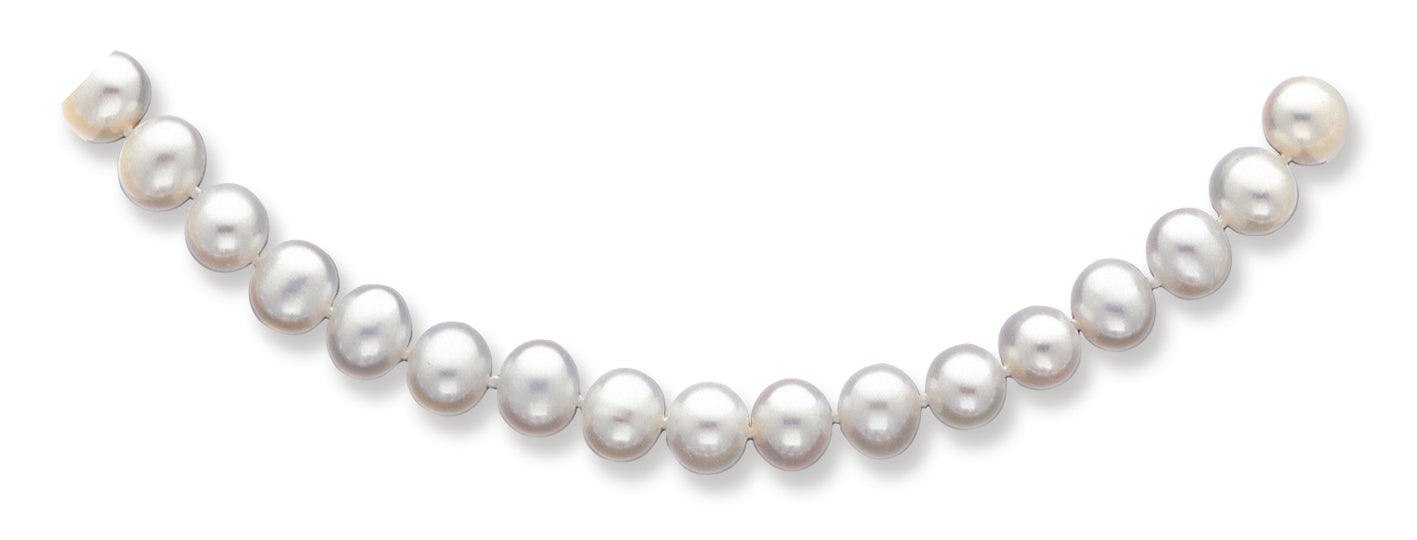 14K Gold 6.5-7mm White Freshwater Onion Cultured Pearl Necklace 18 Inches