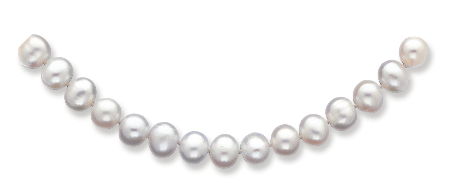 14K Gold 7.5-8mm White Freshwater Onion Cultured Pearl Necklace 24 Inches