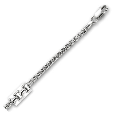 14K Solid White Gold Round Box Chain 2.1mm thick 16 Inches
