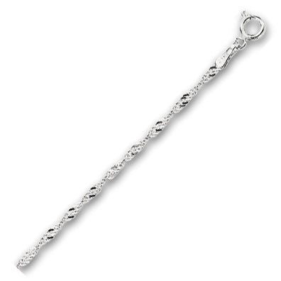 14K Solid White Gold Singapore Chain 1.7mm thick 20 Inches