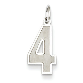 14K White Gold Medium Satin Number 4 Charm